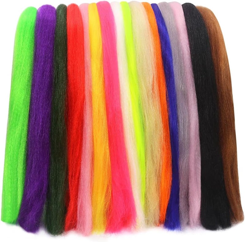 LURELINK Faux Bucktail Fly Tying Materials Kit –12 & 16 Colors Synthetic Bucktail Hair for Fly Fishing Jig & Streamer Lure Making Making - Image 1